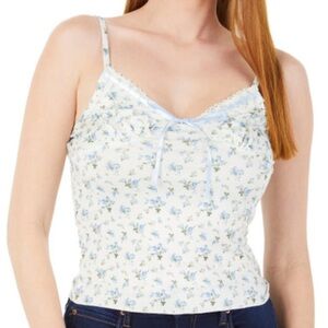 Madden Girl Floral Print Cropped Cami Tank Top Size Large